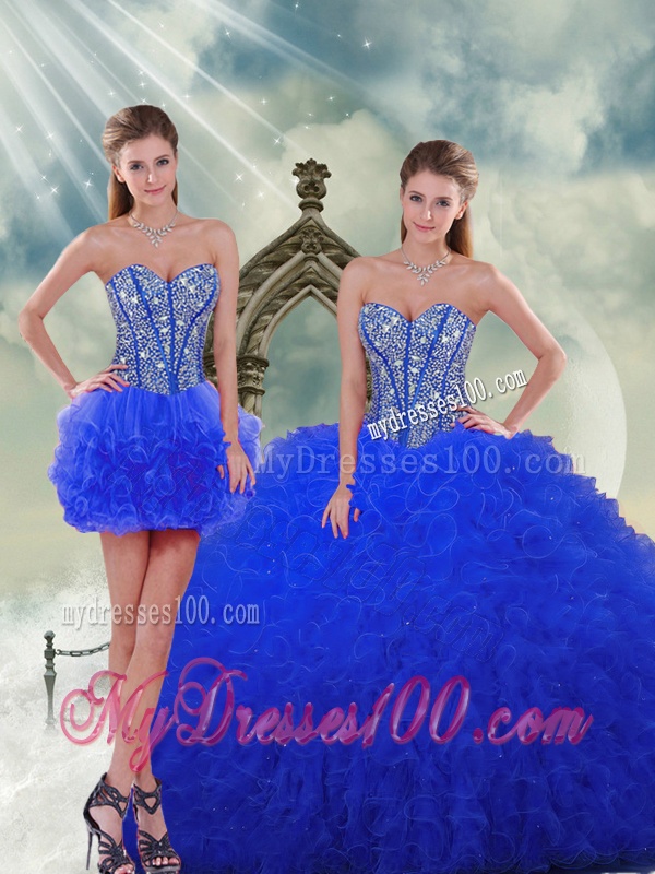 Most Popular Royal Blue 2016 Quinceanera Dresses with Beading and Ruffles