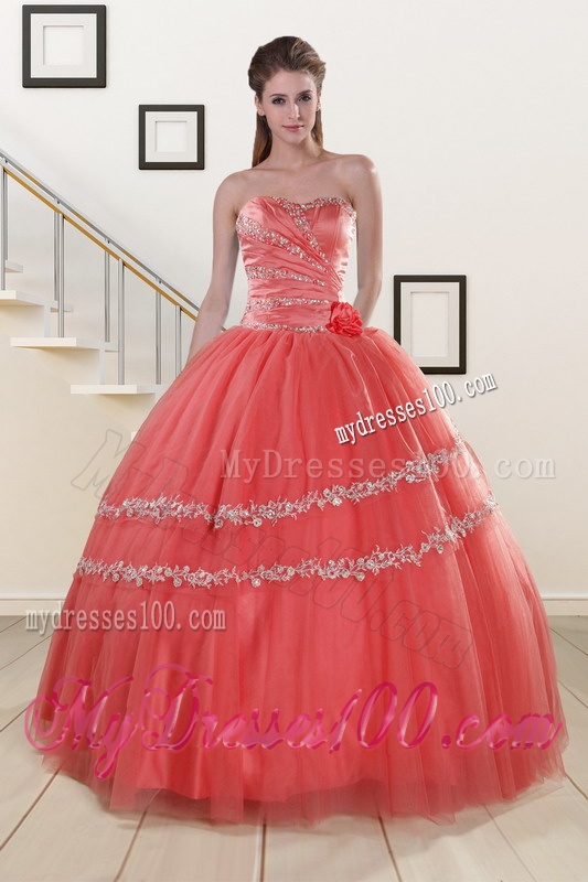 New Style Beaded Watermelon Quinceanera Dresses for 2016