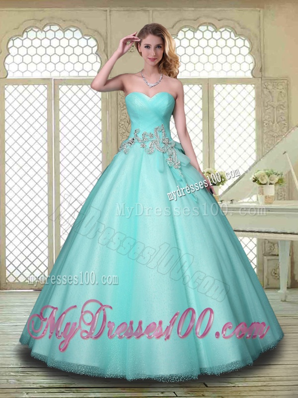 New Style Beading Sweetheart Quinceanera Dresses in Aqua Blue