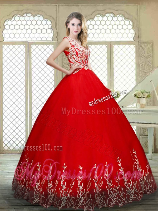 New Style Scoop Lace Up Quinceanera Gowns with Appliques