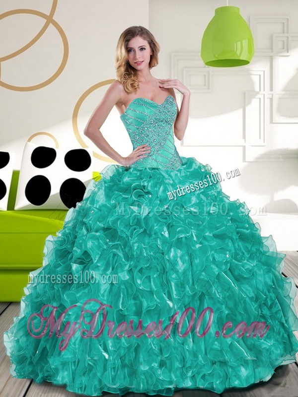 New Style Sweetheart Beading and Ruffles Quinceanera Dress for 2016