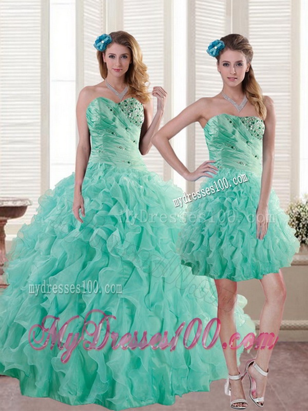 Newest Aqua Blue Quinceanera Dresses with Beading and Ruffles for 2016