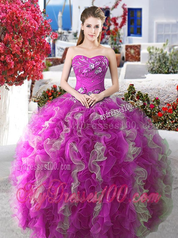 Perfect Applique and Ruffled Sweet 16 Gown with Puffy Skirt