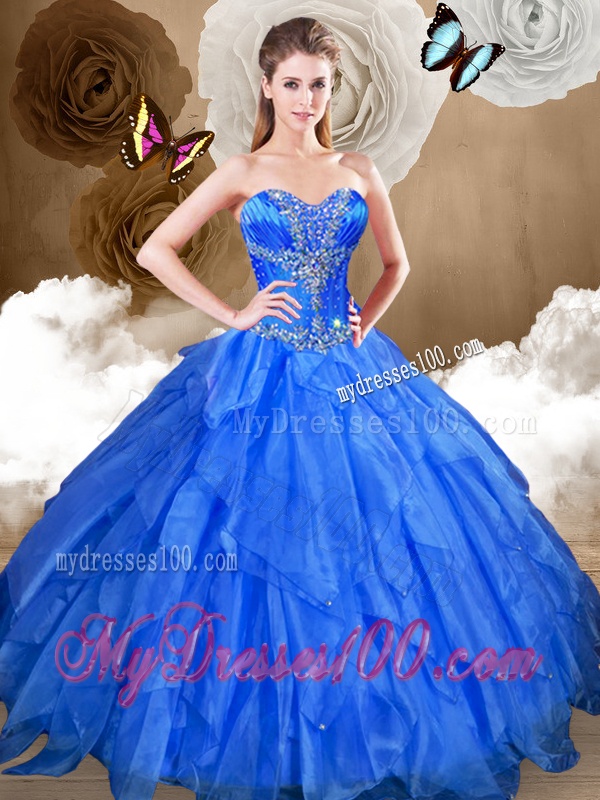 Perfect Ball Gown Sweet 16 Gowns with Beading and Ruffles