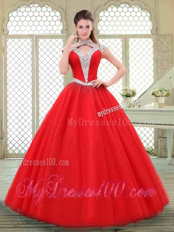 Perfect Halter Top Quinceanera Gowns with Beading