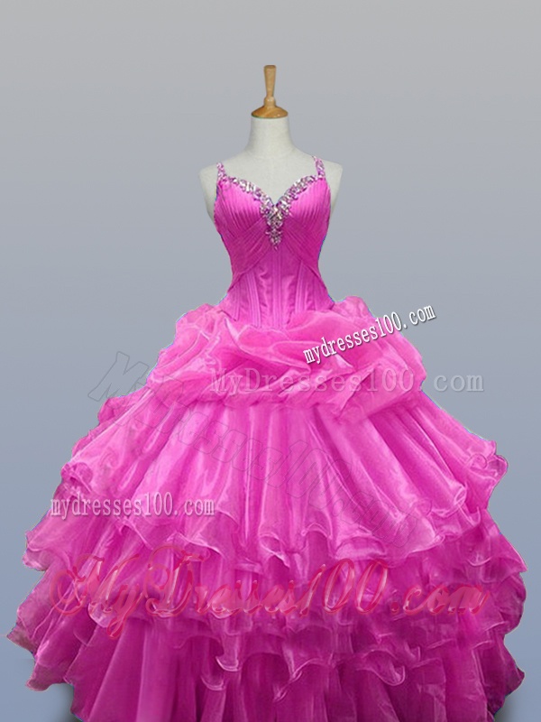 Perfect Straps Quinceanera Dresses with Beading and Ruffled Layers for 2016