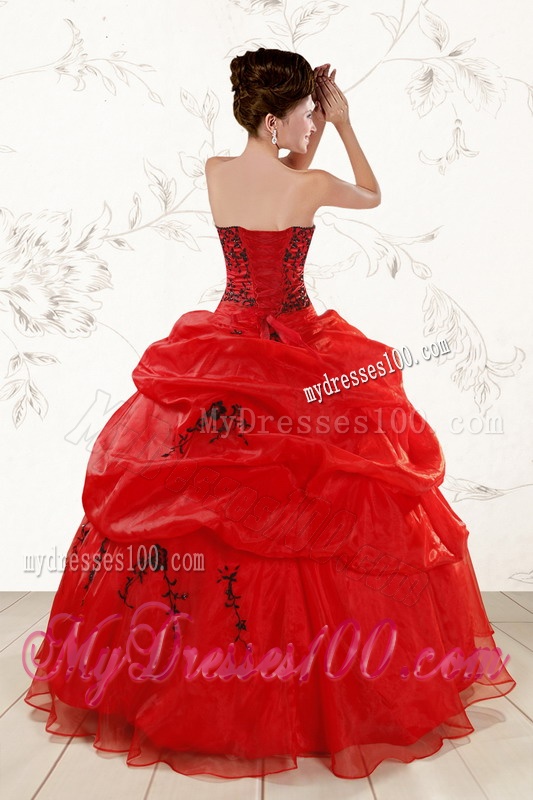Perfect Sweetheart Organza Red Quinceanera Dresses for 2016