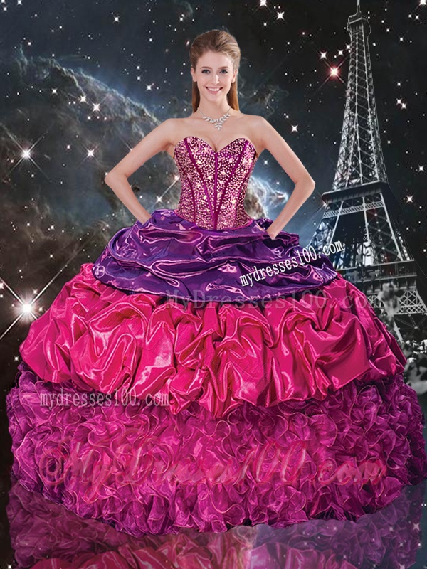 Popular Beaded Multi Color Quinceanera Dresses with Pick Ups and Ruffles