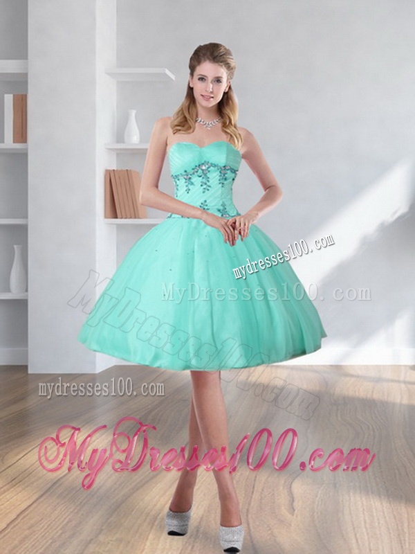 Pretty Apple Green Sweetheart 2016 Quinceanera Dress with Appliques and Beading