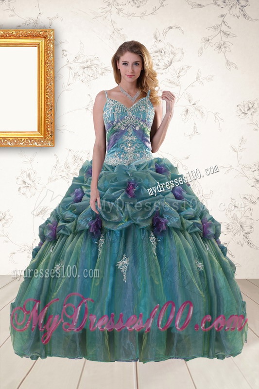 Pretty Straps Appliques Quinceanera Dresses for 2016