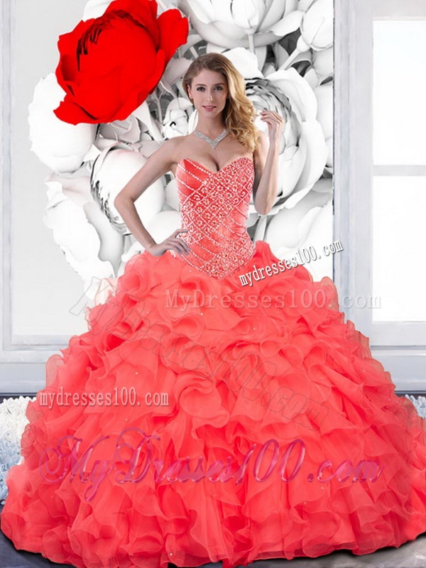 Remarkable Beading and Ruffles Sweetheart Quinceanera Dress for 2016