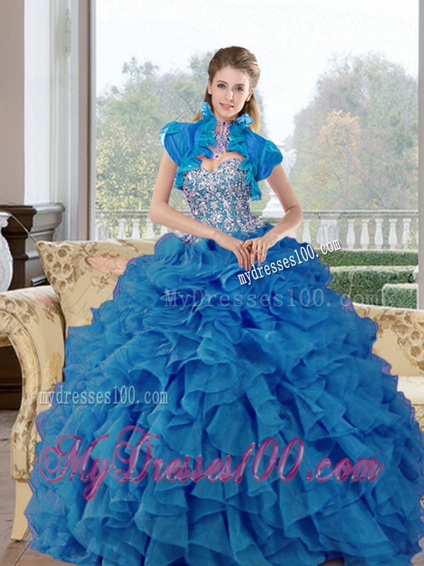 Remarkable Beading and Ruffles Sweetheart Quinceanera Gown for 2016