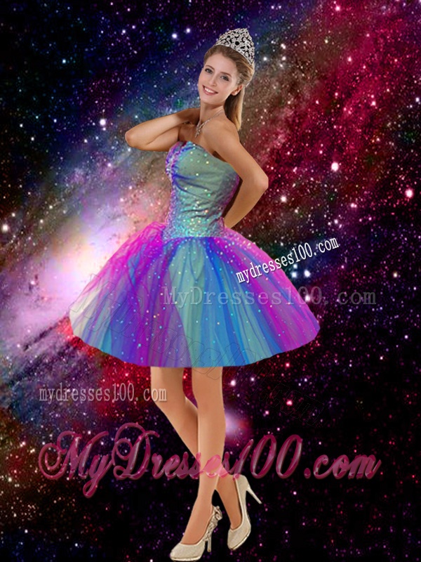Romantic Ball Gown Sweetheart Beaded Detachable Quinceanera Dresses in Multi Color