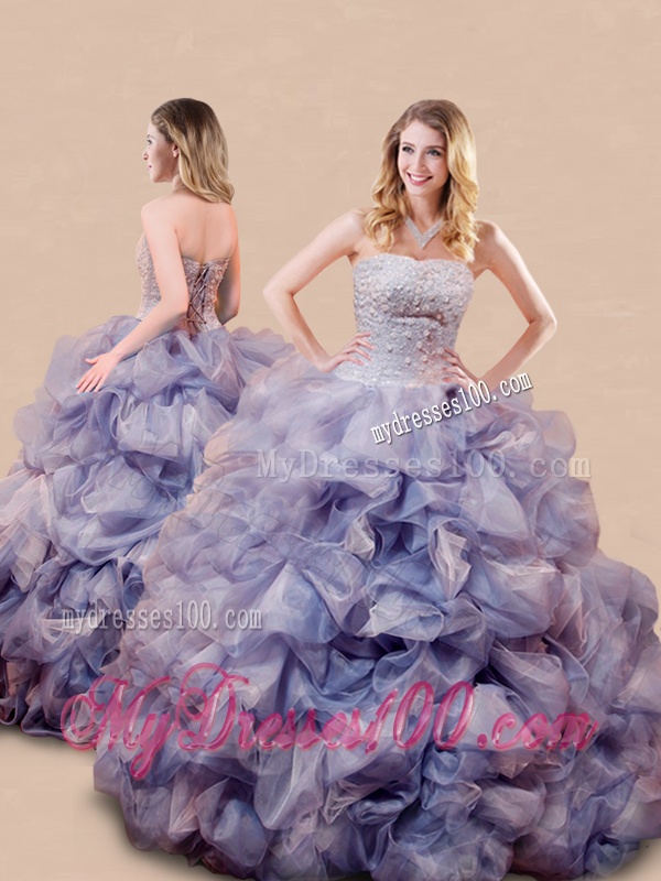 Romantic Beaded and Bubble Big Puffy Quinceanera Dress in Lavender