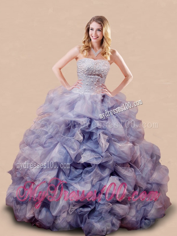 Romantic Beaded and Bubble Big Puffy Quinceanera Dress in Lavender