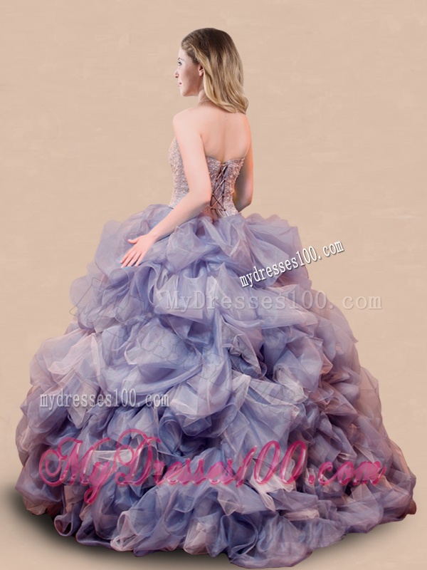 Romantic Beaded and Bubble Big Puffy Quinceanera Dress in Lavender