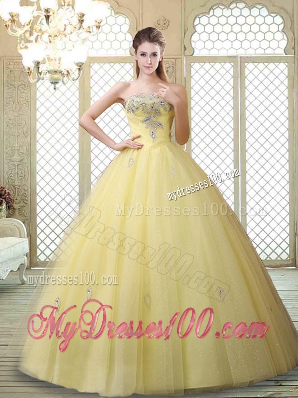 Romantic Strapless Quinceanera Gowns with Appliques and Beading for Fall