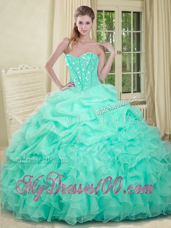 Summer Elegant Apple Green Quinceanera Dresses with Beading and Ruffles
