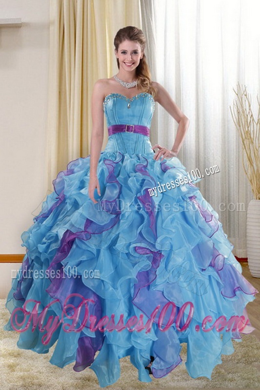 The Super Hot Multi Color 2016 Quinceanera Dresses with Ruffles and Beading