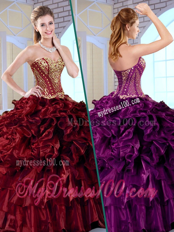 Wonderful Ball Gown Sweetheart Sweet 16 Dresses with Ruffles and Appliques