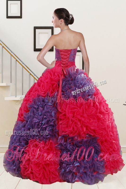 Wonderful Beading and Ruffles Multi-color Quinceanera Dresses