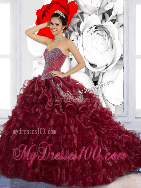 Wonderful Sweetheart Ruffles and Appliques Quinceanera Dresses for 2016