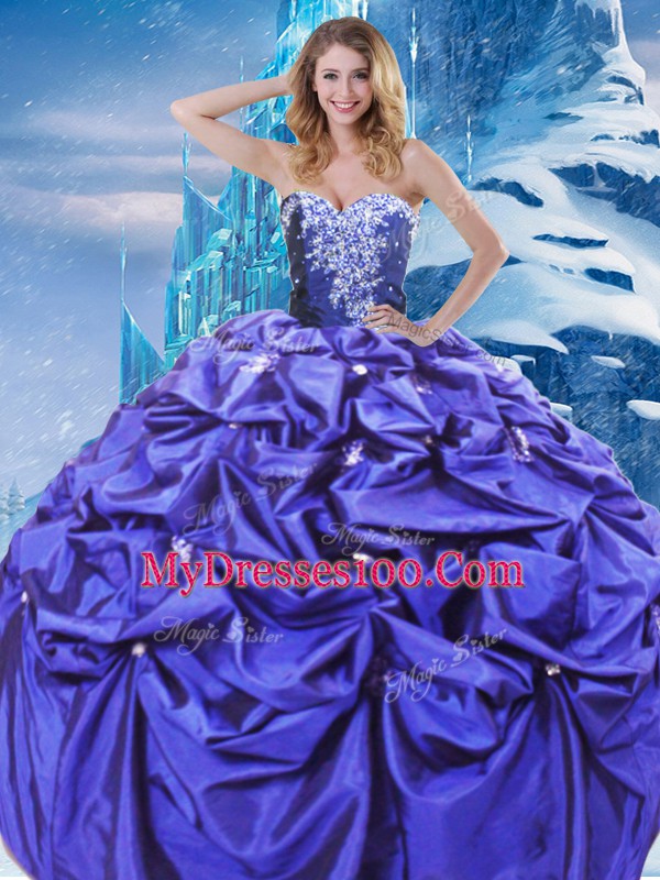 Sleeveless Beading and Pick Ups Lace Up Quince Ball Gowns