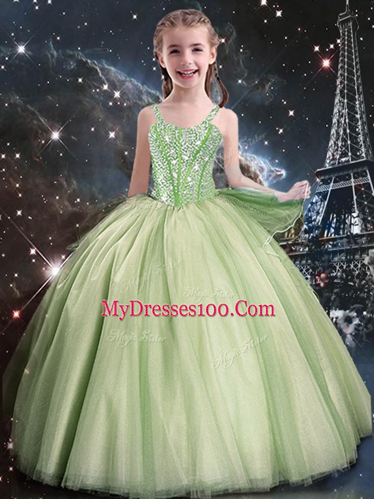 Sleeveless Lace Up Floor Length Beading 15 Quinceanera Dress