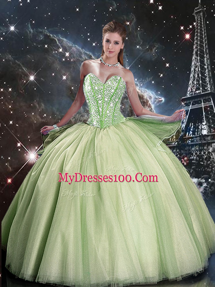 Sleeveless Lace Up Floor Length Beading 15 Quinceanera Dress