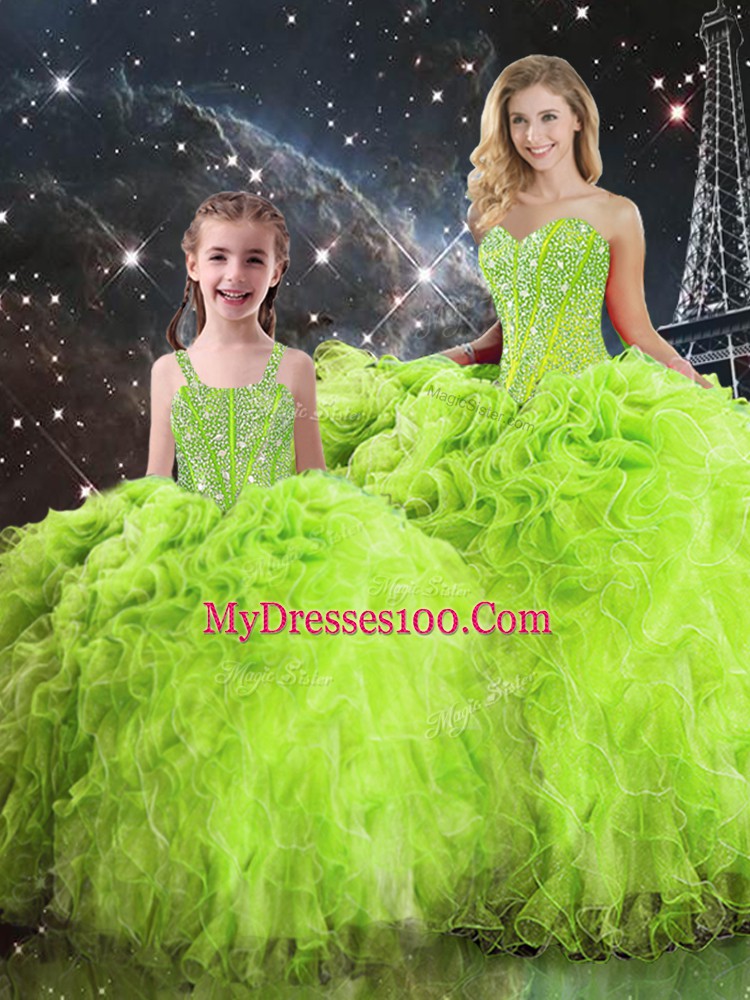 Sleeveless Organza Lace Up 15 Quinceanera Dress for Military Ball and Sweet 16 and Quinceanera