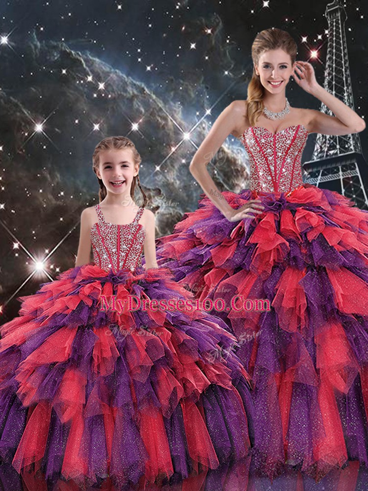 New Style Floor Length Multi-color Sweet 16 Dresses Sweetheart Sleeveless Lace Up