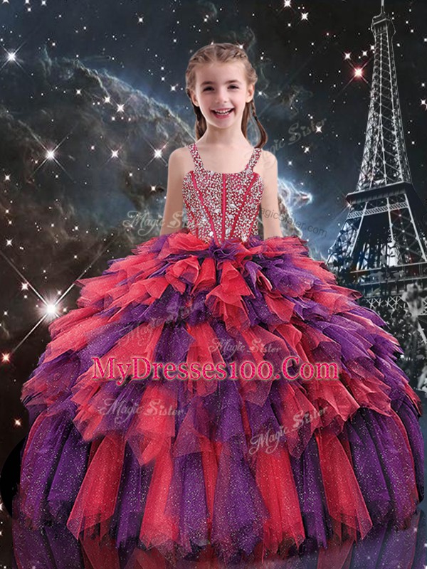 New Style Floor Length Multi-color Sweet 16 Dresses Sweetheart Sleeveless Lace Up
