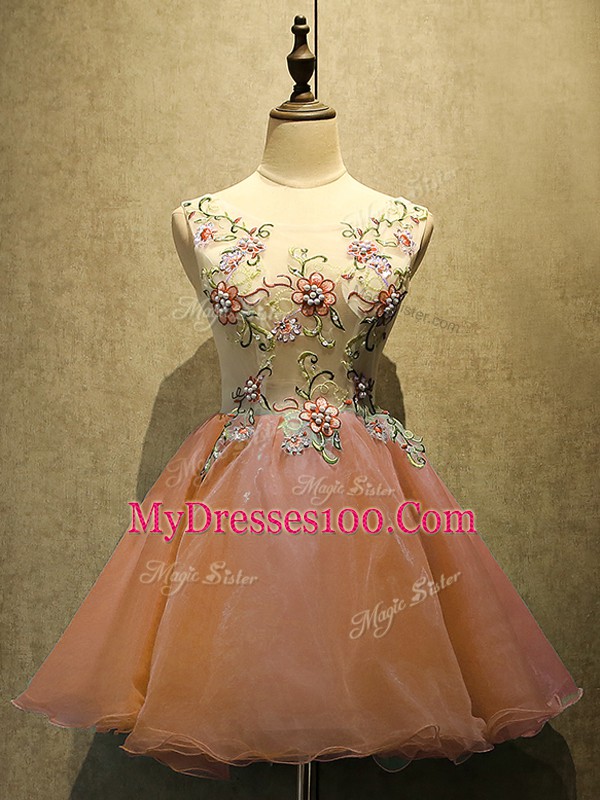 Best Mini Length Lace Up Prom Dresses Rust Red for Prom and Party with Embroidery