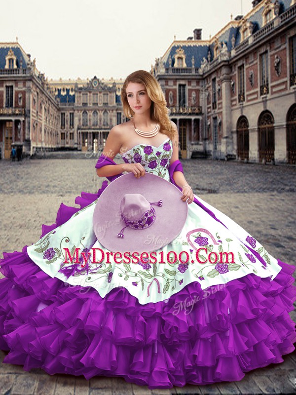Floor Length Ball Gowns Sleeveless Eggplant Purple Vestidos de Quinceanera Lace Up