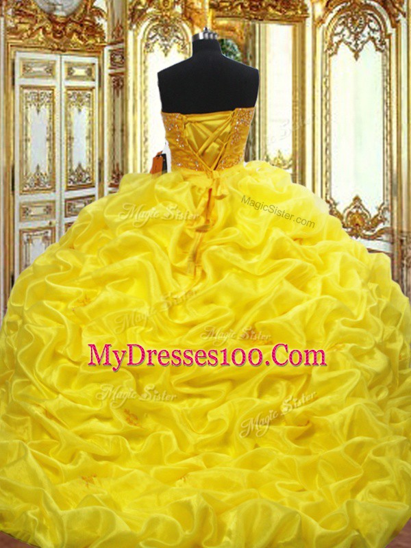 Beautiful Sweetheart Sleeveless Taffeta 15 Quinceanera Dress Beading and Embroidery and Pick Ups Brush Train Lace Up