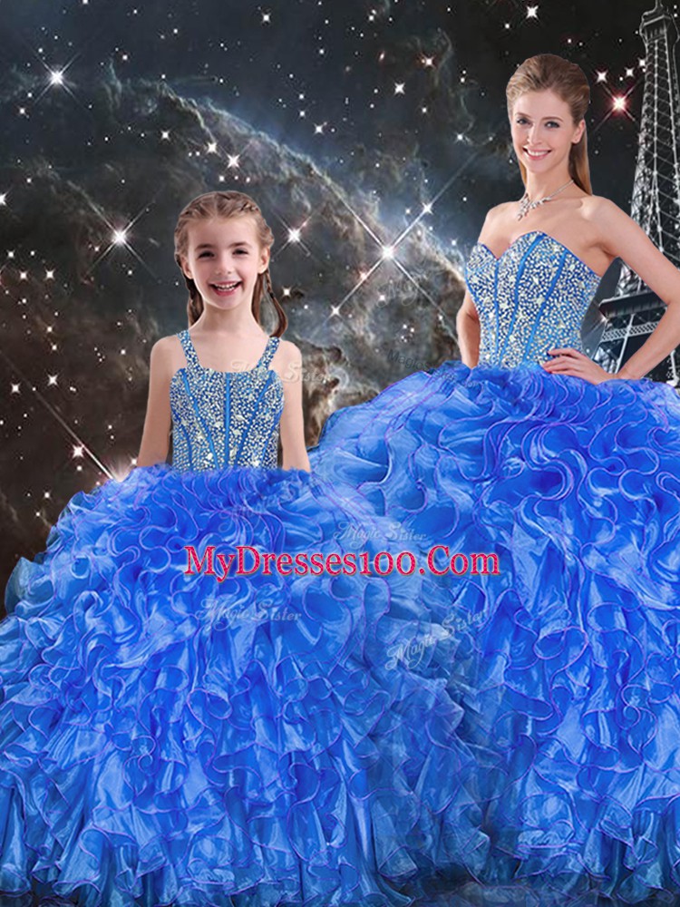 Sleeveless Beading and Ruffles Lace Up Quinceanera Dresses