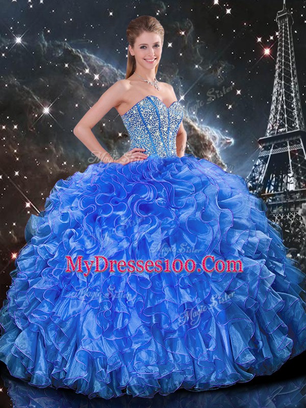 Sleeveless Beading and Ruffles Lace Up Quinceanera Dresses