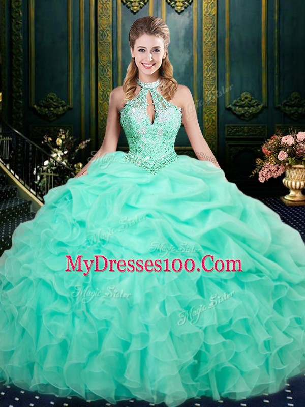 Sleeveless Beading and Ruffles and Pick Ups Lace Up Sweet 16 Quinceanera Dress