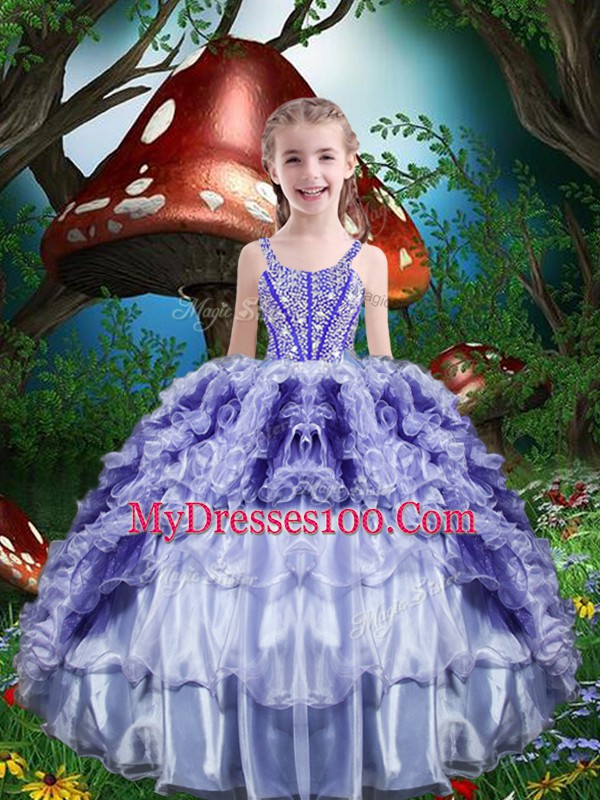 New Arrival Sleeveless Beading and Ruffles and Ruffled Layers Lace Up Quinceanera Dress