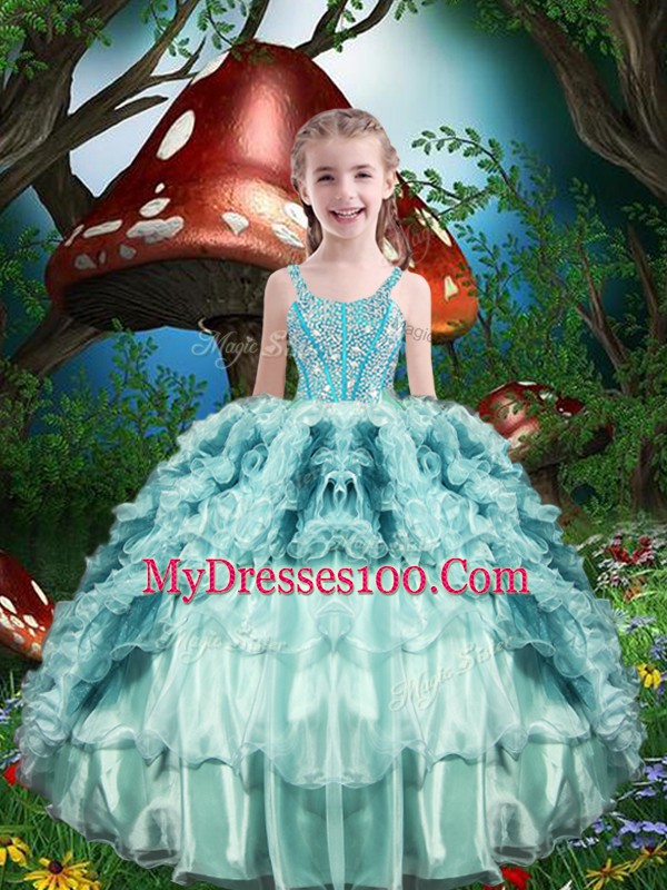 Elegant Floor Length Multi-color Sweet 16 Dresses Organza Sleeveless Beading and Ruffles