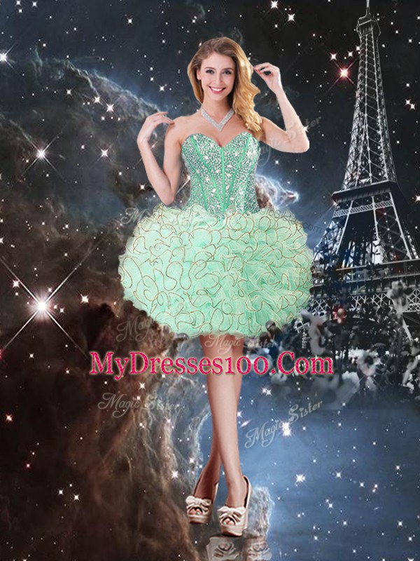 Inexpensive Floor Length Apple Green Quince Ball Gowns Sweetheart Sleeveless Lace Up