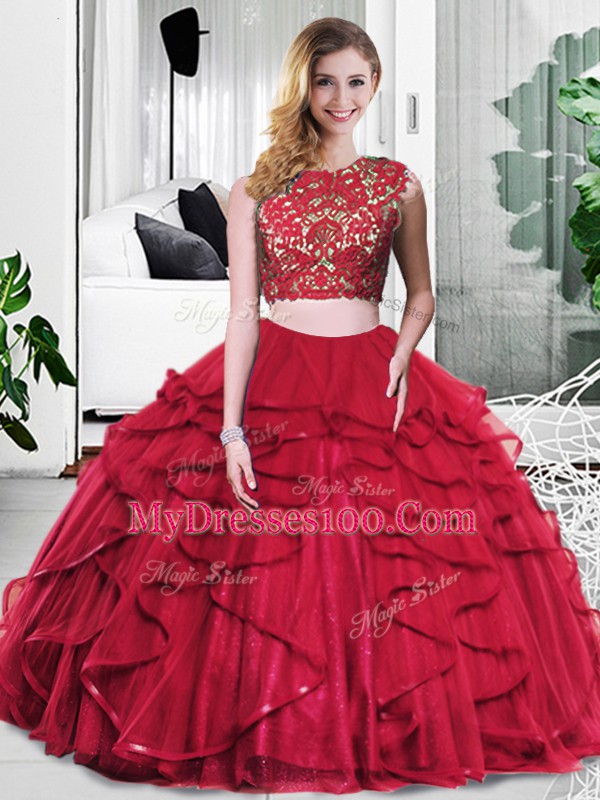 Sophisticated Wine Red Sleeveless Tulle Zipper Sweet 16 Dresses for Military Ball and Sweet 16 and Quinceanera
