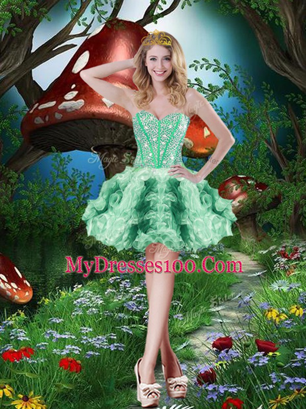 Multi-color Sweetheart Lace Up Beading and Ruffles Sweet 16 Dress Sleeveless