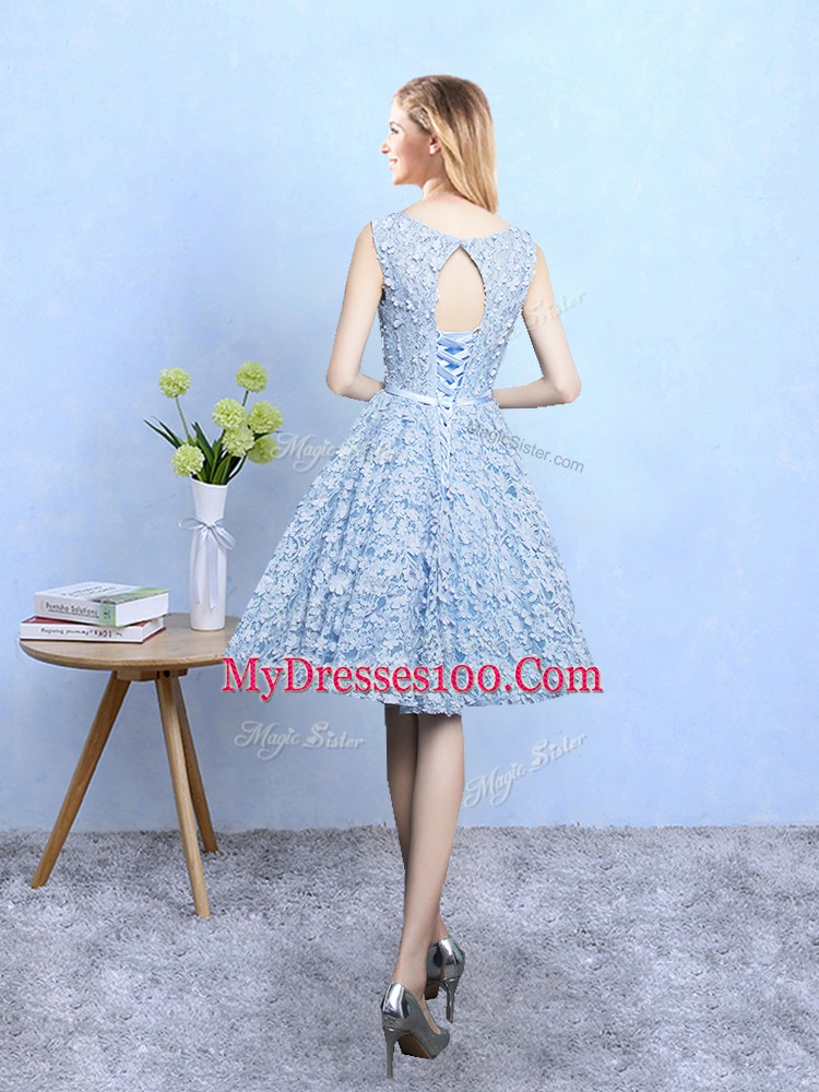 Artistic Sleeveless Belt Lace Up Quinceanera Court of Honor Dress