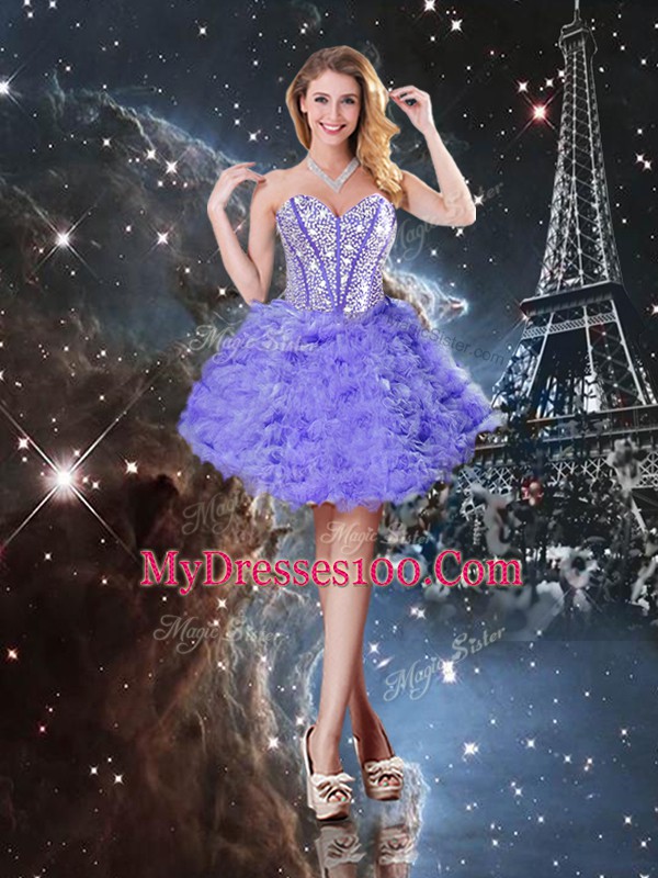 Purple Ball Gowns Embroidery Sweet 16 Dresses Lace Up Organza Sleeveless Floor Length