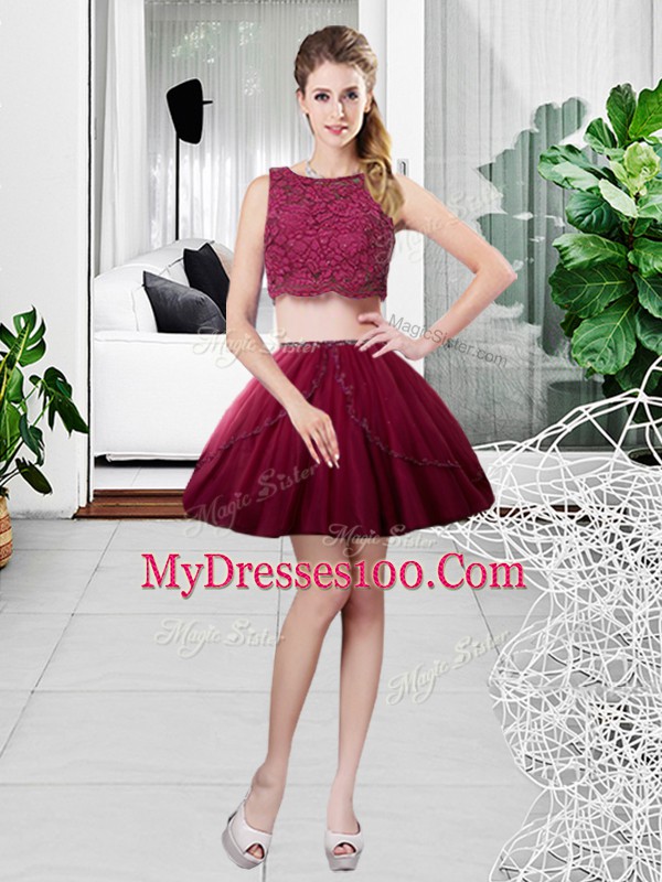 Lace and Ruching Ball Gown Prom Dress Fuchsia Zipper Sleeveless Floor Length