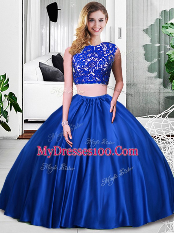 Fitting Scoop Sleeveless Taffeta Ball Gown Prom Dress Lace and Ruching Zipper