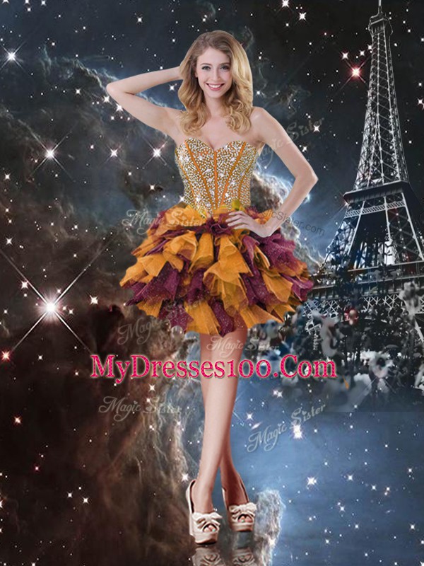 Great Floor Length Multi-color Quinceanera Dress Sweetheart Sleeveless Lace Up