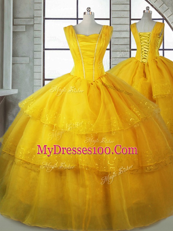 Popular Sleeveless Ruffled Layers Lace Up Sweet 16 Dress