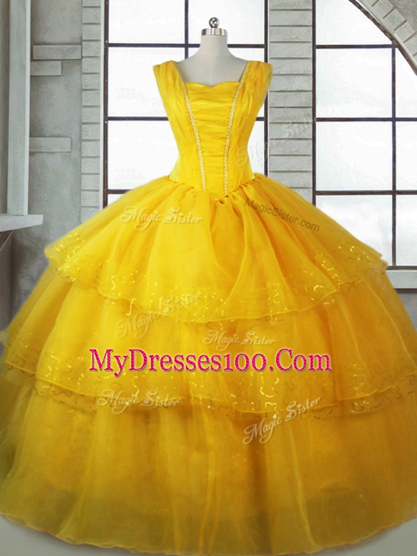 Popular Sleeveless Ruffled Layers Lace Up Sweet 16 Dress